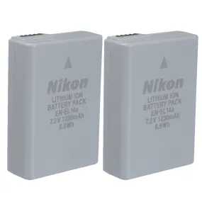 2x Nikon EN-EL14a Rechargeable Lithium-Ion Battery for Df, D5600, D5500, D5300, D5200, D5100, D3500, D3400, D3300, D3200, D3100