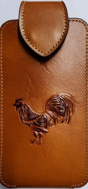 5004L.BR Rooster Light Brown Leather Vertical XL Phonecase