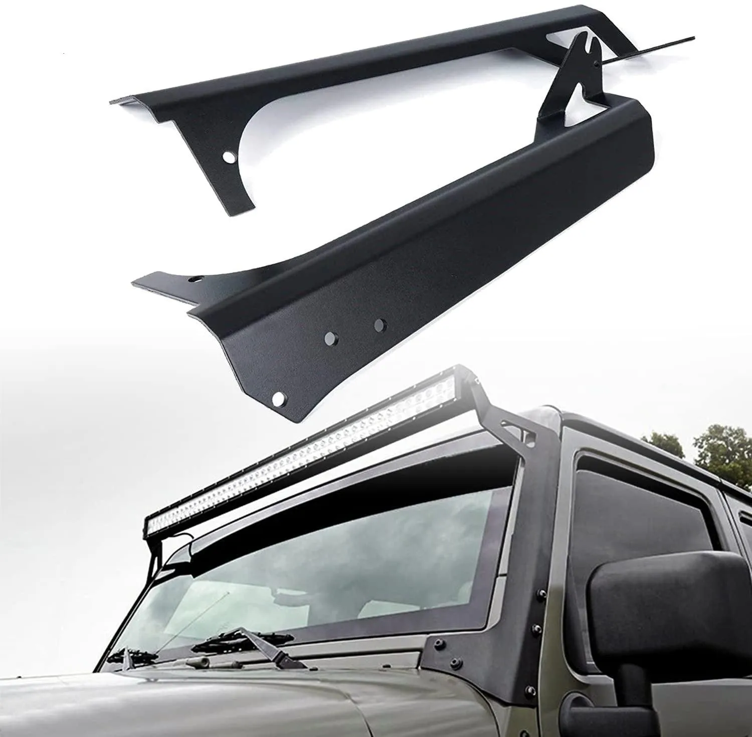 52" Straight Light Bar Windshield Mounting Brackets for 1997-2006 Jeep Wrangler TJ