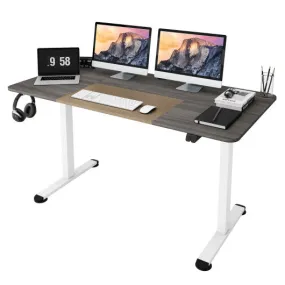 55 Inch Electric Height Adjustable Office Desk with Hook-Gray