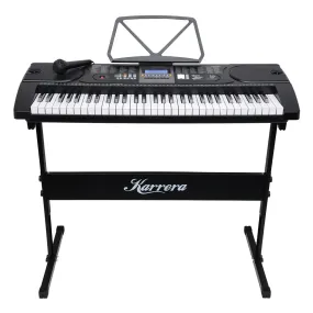 61-Key Electronic Keyboard Piano, 255 Rhythms, Stand, Black