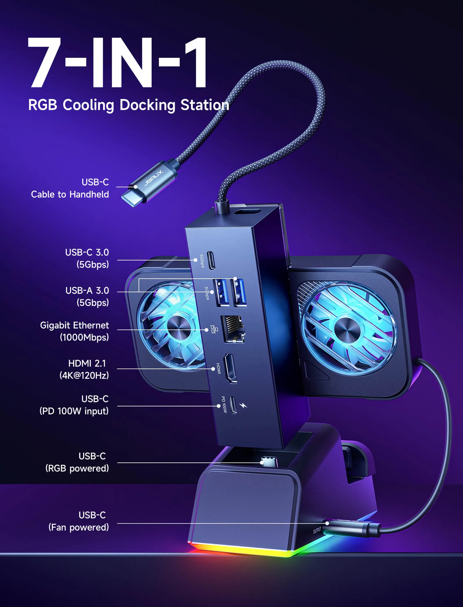 7-in-1 RGB Cooling Docking Station