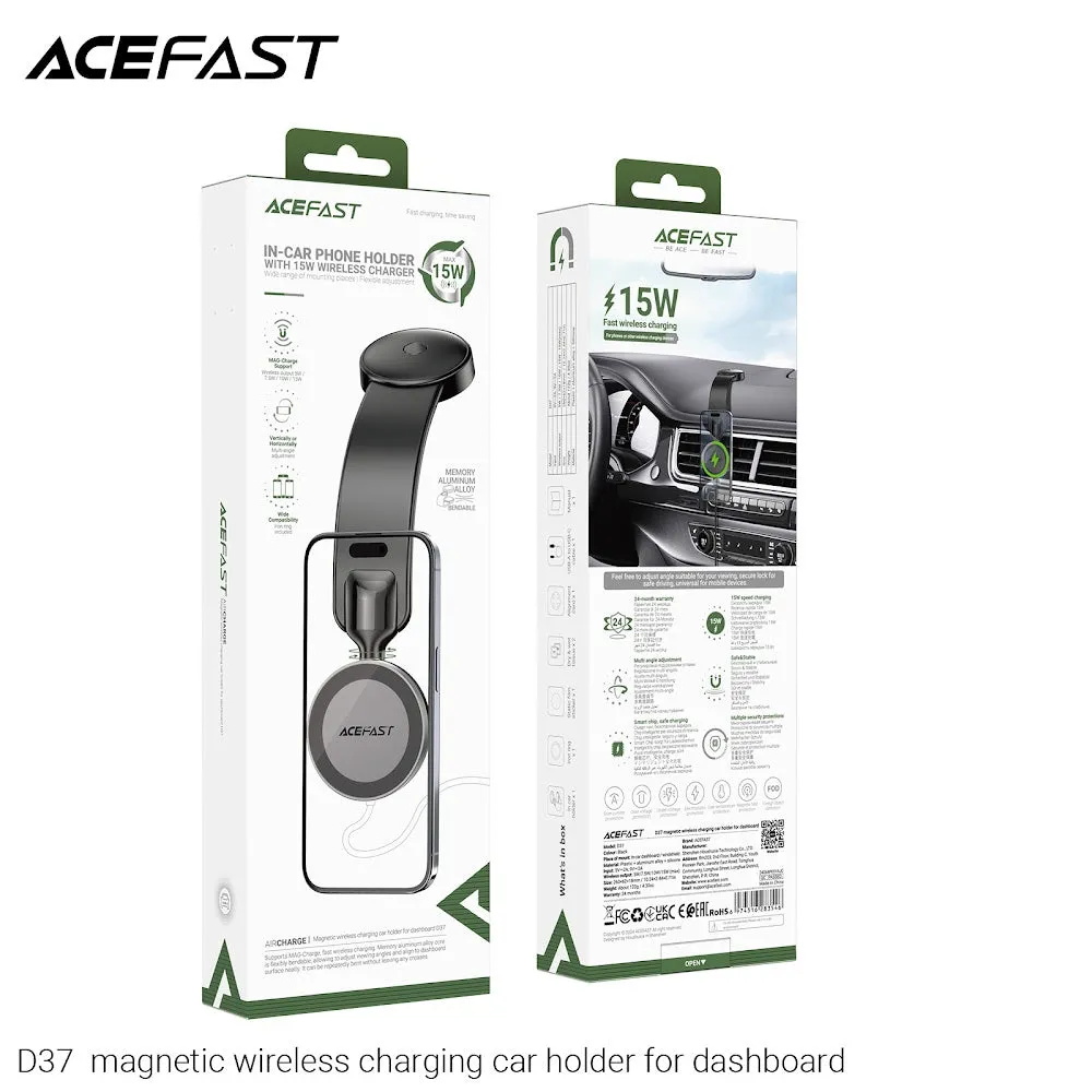 Acefast D37 Magnetic Wireless Charging Car Holder for Dashboard - Black