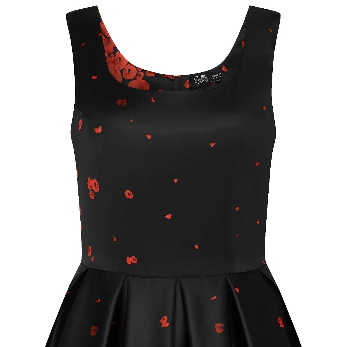 Amanda Floral Raising Poppy Print Dress in Black-Red