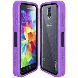 Amzer CRUSTA Rugged Case Purple on Black Shell Tempered Glass with Holster