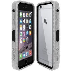 Amzer CRUSTA Rugged iPhone 6 Case Grey on Black Shell With Tempered Glass