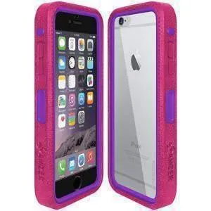 Amzer CRUSTA Rugged iPhone 6 Case Magenta on Purple Shell With Tempered Glass