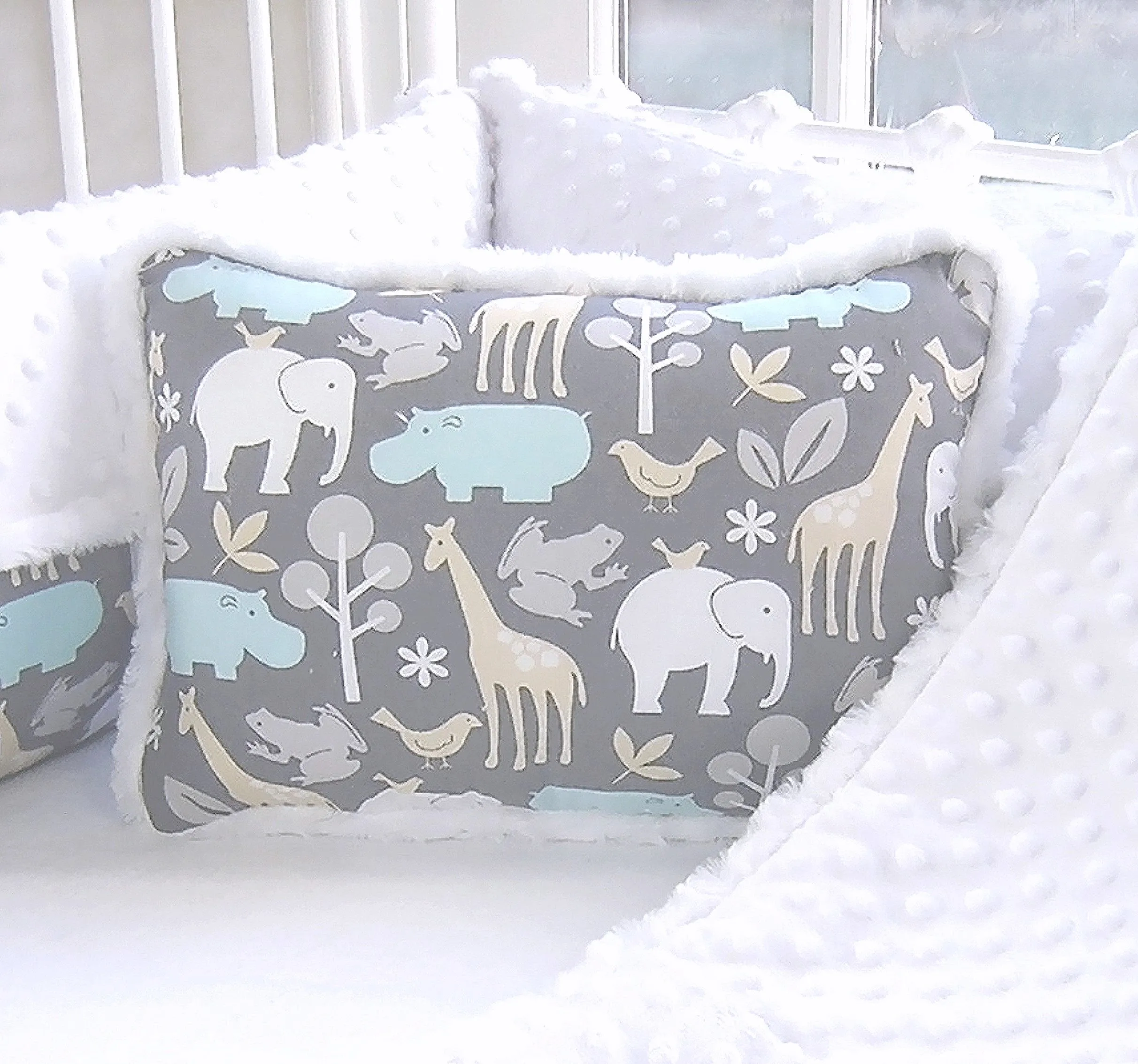 Animal Cookies Bleu 3 Piece Crib Bedding Set