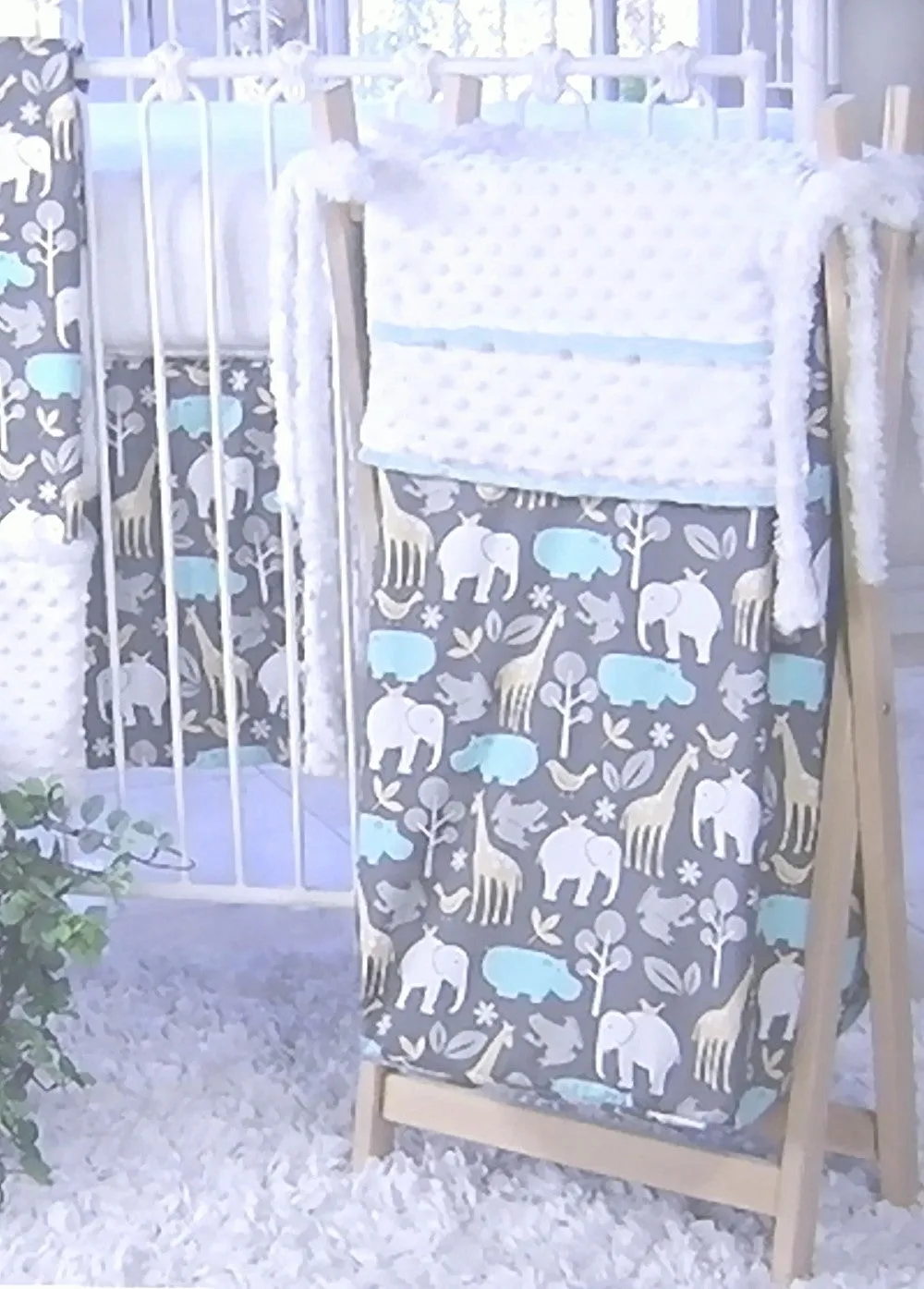 Animal Cookies Bleu 3 Piece Crib Bedding Set