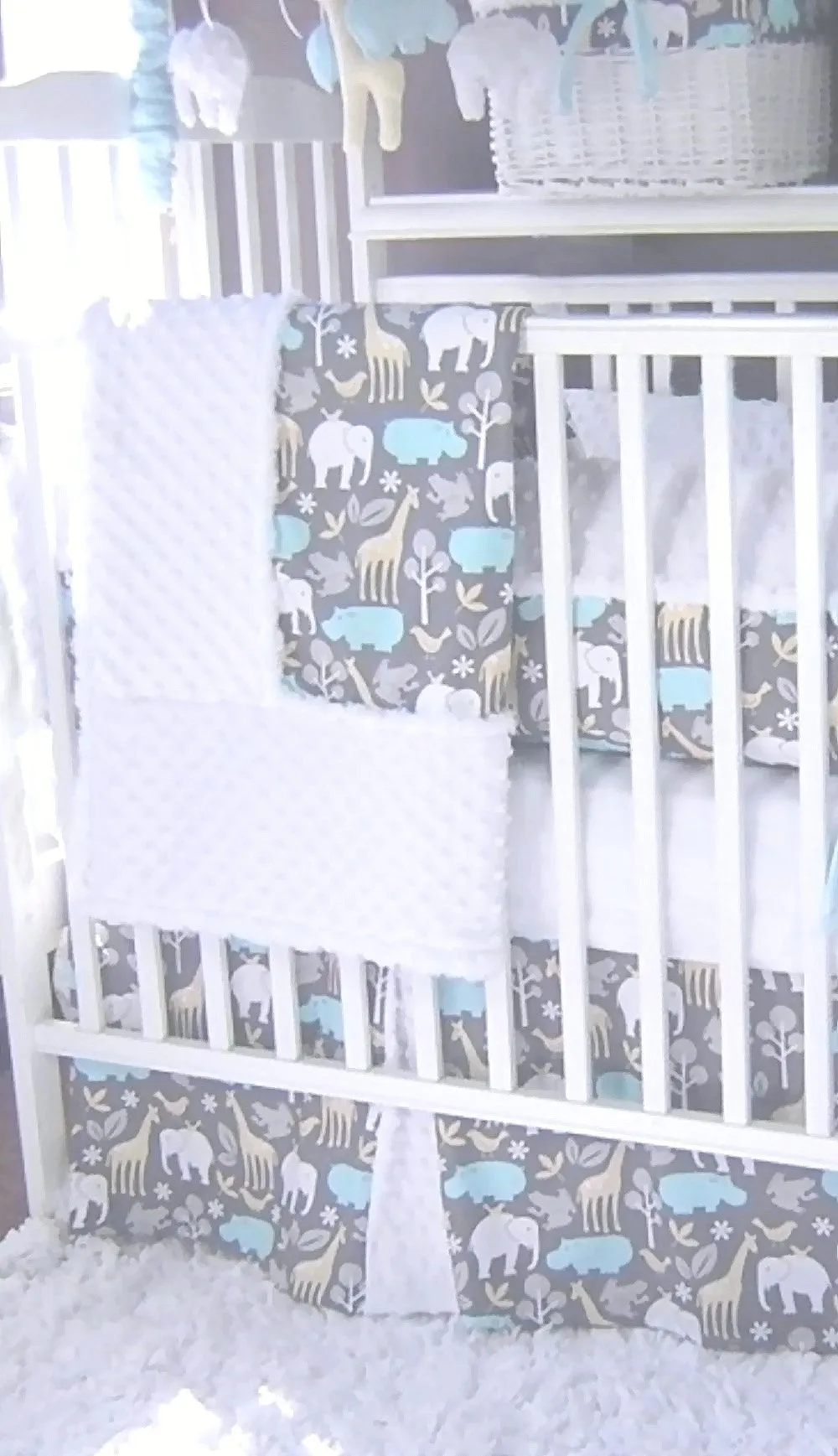 Animal Cookies Bleu 3 Piece Crib Bedding Set