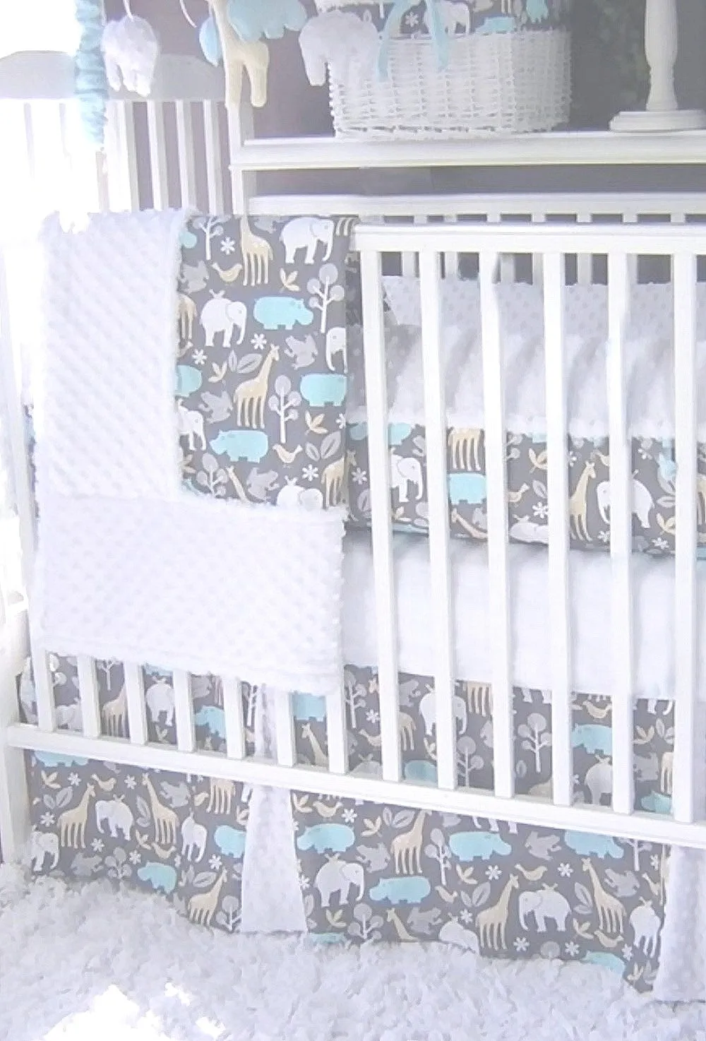 Animal Cookies Bleu 3 Piece Crib Bedding Set