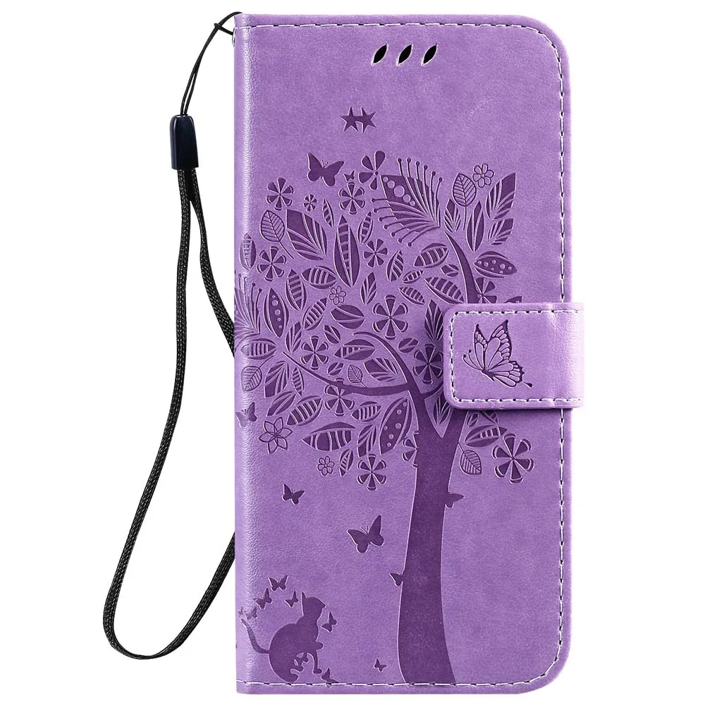 Anymob Huawei Phone Case Blue Flower Design Flip Leather Wallet Phone Cover