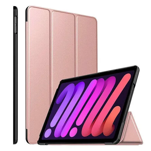 Apple iPad Mini 6 Folio Smart Leather Magnetic Stand Case Cover (Rose Gold)