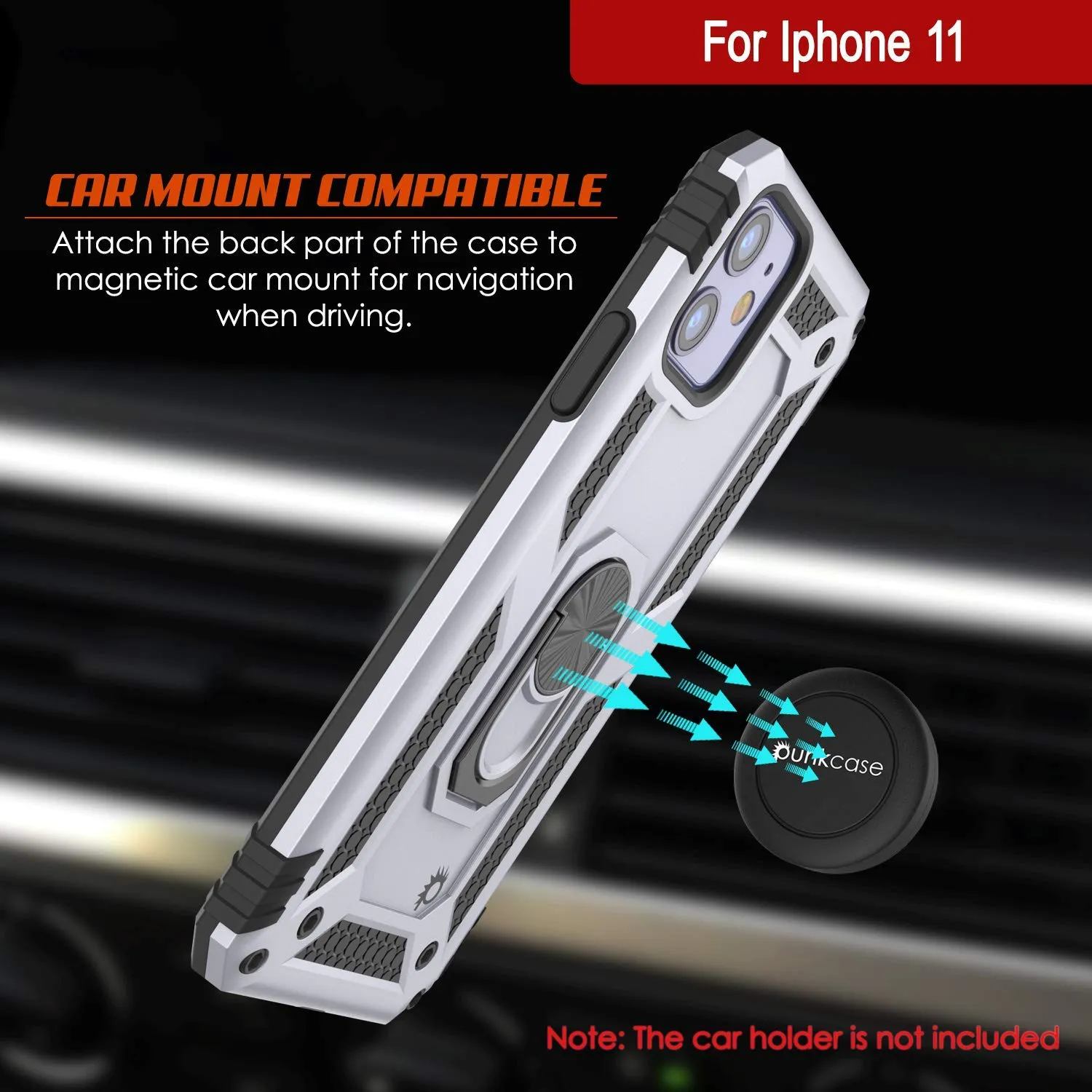 Apple iPhone 11  Punkcase ArmorShield Military Style Case Silver