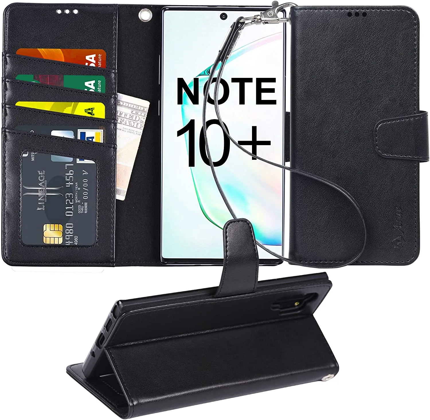 Arae Wallet Case for Samsung Galaxy Note 10 Plus/Note 10 Plus 5G PU Leather flip Cover [Stand Feature] with ID&Credit Cards Pocket for Galaxy Note 10  / Note 10  5G 6.8 inch