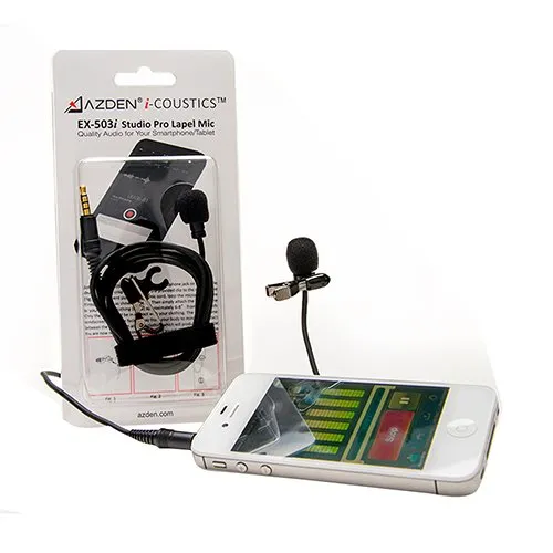 Azden i-Coustics EX-503i Studio Pro Omni-Directional Lapel Microphone for Smartphones & Tablets