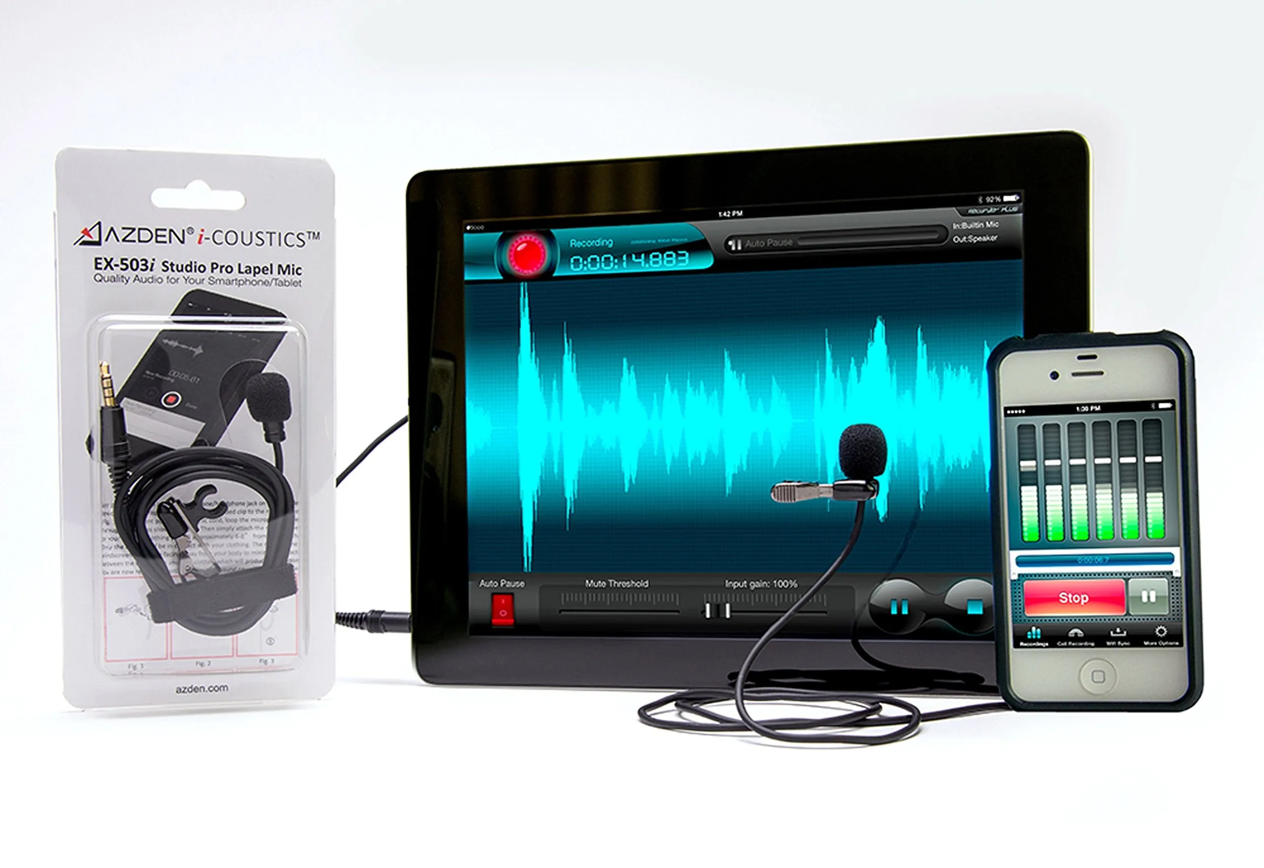 Azden i-Coustics EX-503i Studio Pro Omni-Directional Lapel Microphone for Smartphones & Tablets