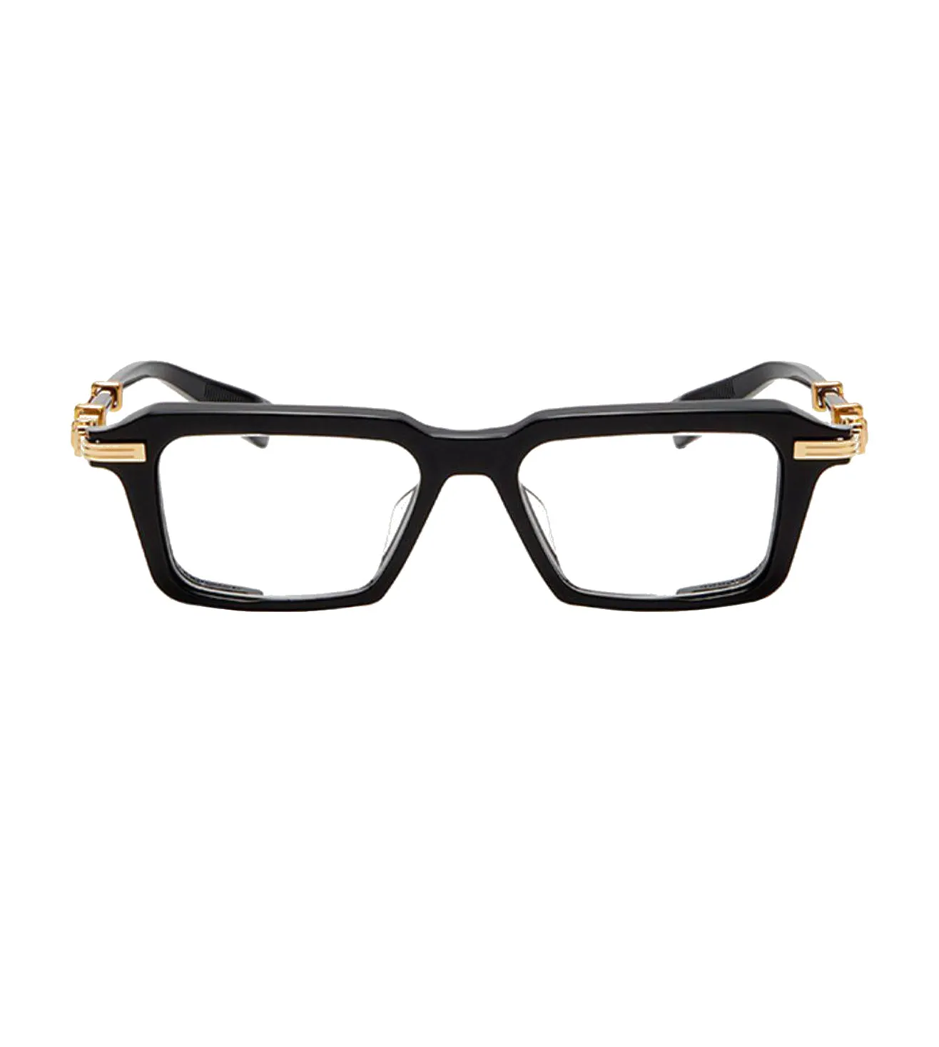 Balmain Unisex Black & Gold Rectangular Optical Frame