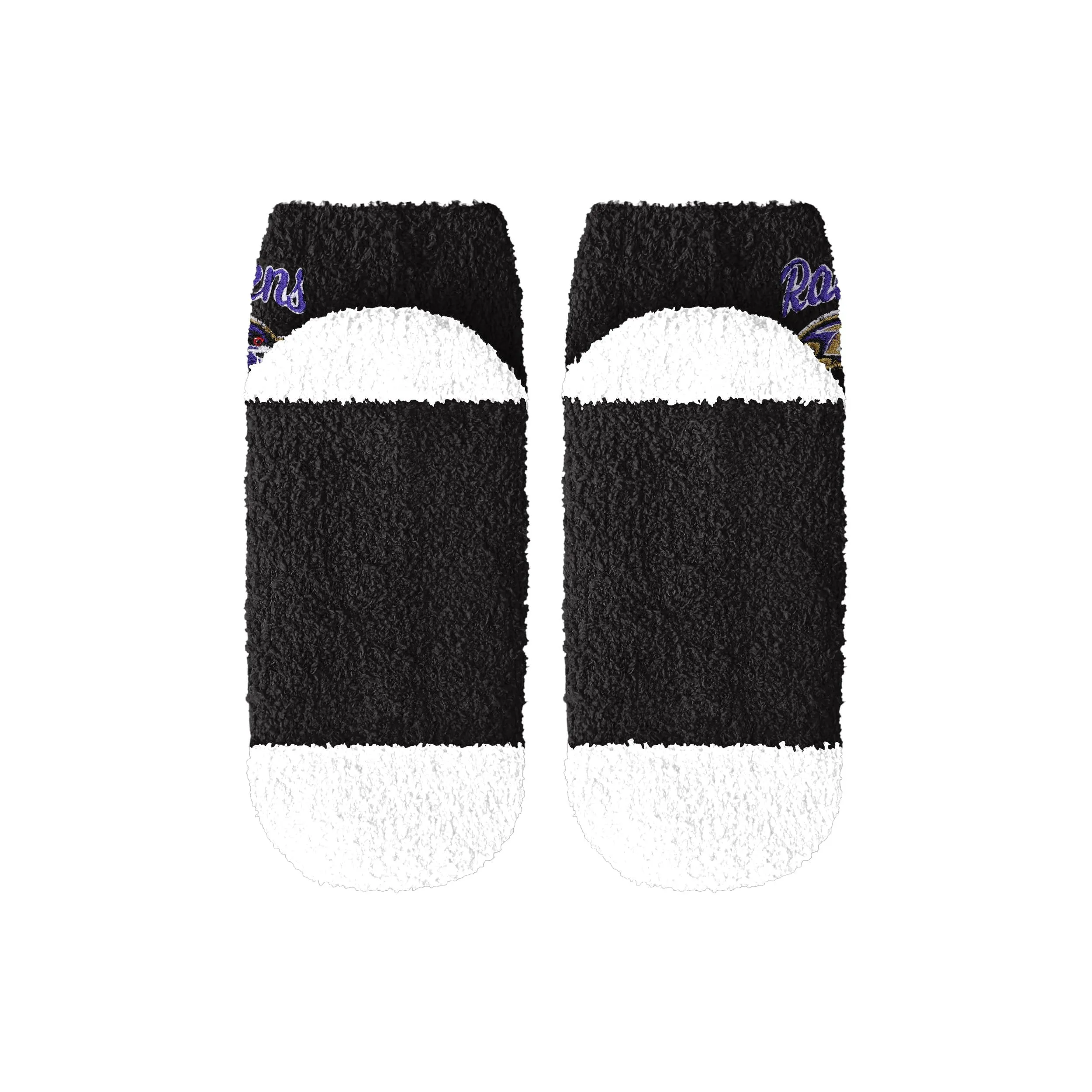 Baltimore Ravens NFL Womens 2 Pack Script Logo Fuzzy Ankle Socks