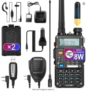 BAOFENG UV-5R 8Watt Ham Radio Handheld Long Range UHF/VHF Radio