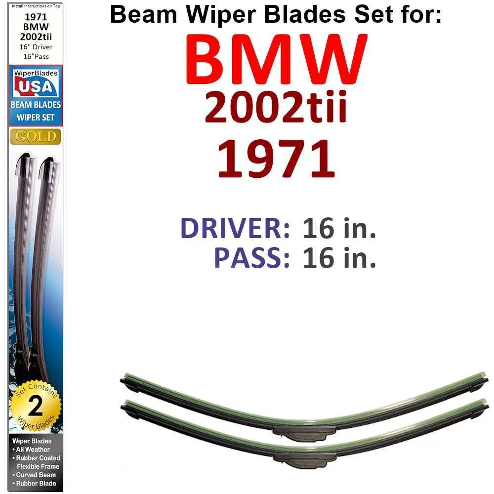 Beam Wiper Blades for 1971 BMW 2002tii (Set of 2)