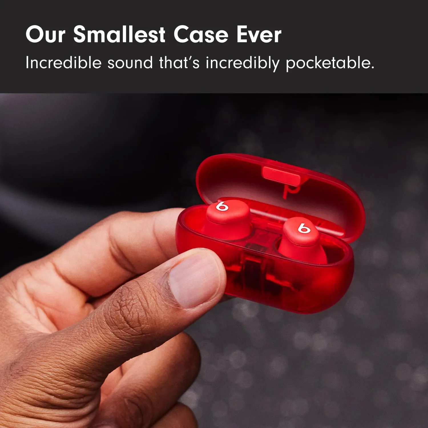 Beats Solo Buds - Wireless Bluetooth Earbuds | 18 Hours of Battery Life | Apple & Android Compatibility | Built-in Microphone - Transparent Red