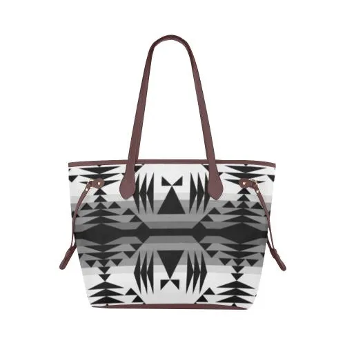 Between the Mountains White and Black Clover Canvas Tote Bag