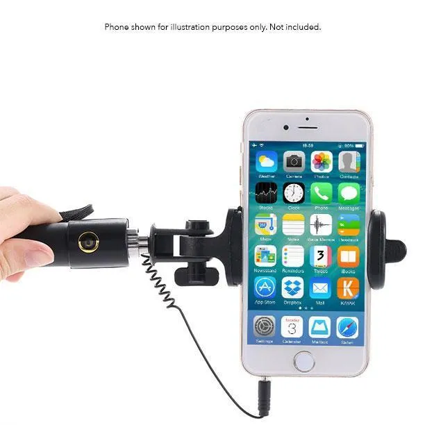 Black Extendable 2x Selfie Stick (Android iOS/ iPhone 6 6S 7 Plus) - Bestie Bundle