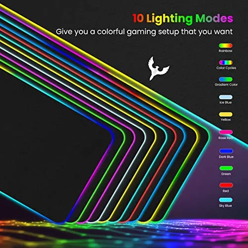 BladeHawks Extra Large RGB Gaming Mouse Pad-14 Light Modes, Extended Soft LED Mouse Pad, Anti-Slip Rubber Base, Computer Keyboard Mousepad Mat (31.5 x 12 Inch)