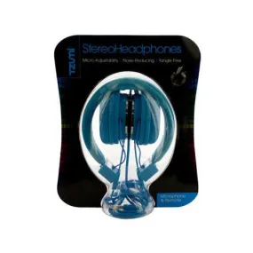 Blue Foldable Stereo Headphones with Microphone & Remote ( Case of 4 )