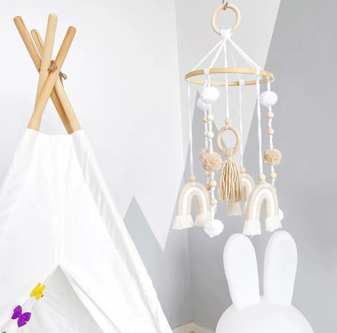 Boho Rainbow Baby Mobile - Nordic Neutral