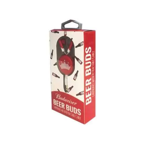 Budweiser Beer Buds Earphones with Retractable Cable ( Case of 36 )