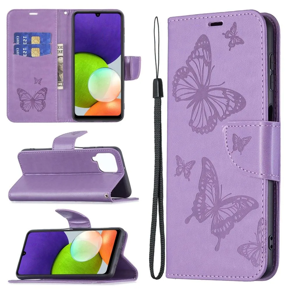 Butterfly Samsung Galaxy A22 4G flip case - Purple