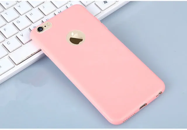 Candy  Soft TPU Silicon phone cases Coque with logo window Accessories For iPhone X 5 5S SE 6 6S 7 8 Plus Fundas luxury Cover