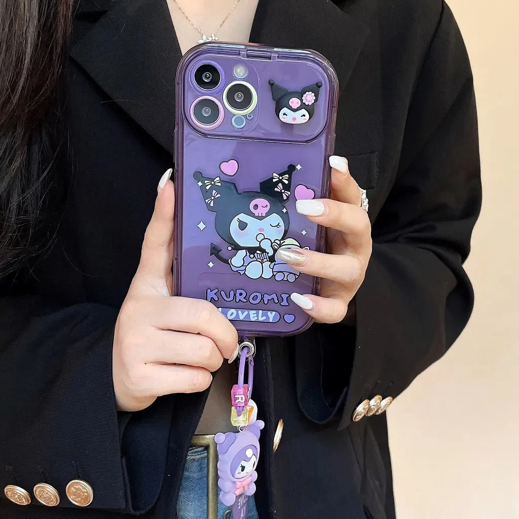 Cartoon Kuromi Flip Mirror Case