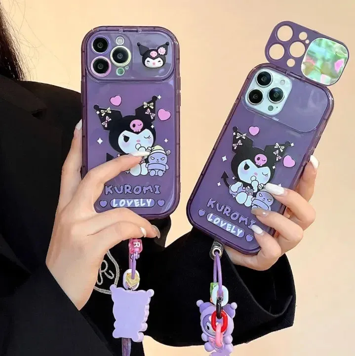 Cartoon Kuromi Flip Mirror Case