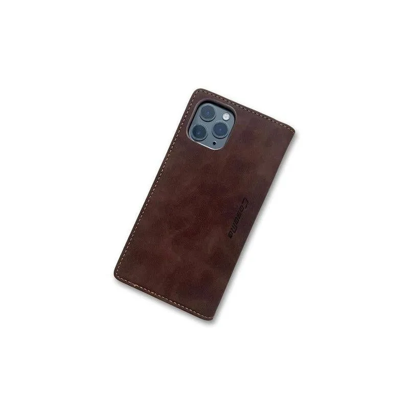 Caseme Magnetic Flip PU Leather Wallet Case for iPhone 11 Pro - Brown