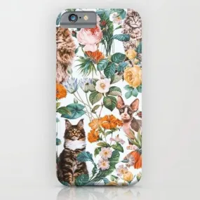 Cat and Floral Pattern III Mobile Cover