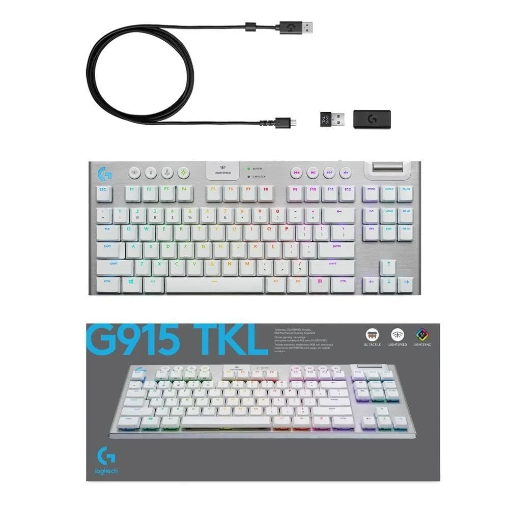 Certified Refurbished - Logitech - G915 LIGHTSPEED TKL Wireless Mechanical GL Tactile Switch Gaming Keyboard