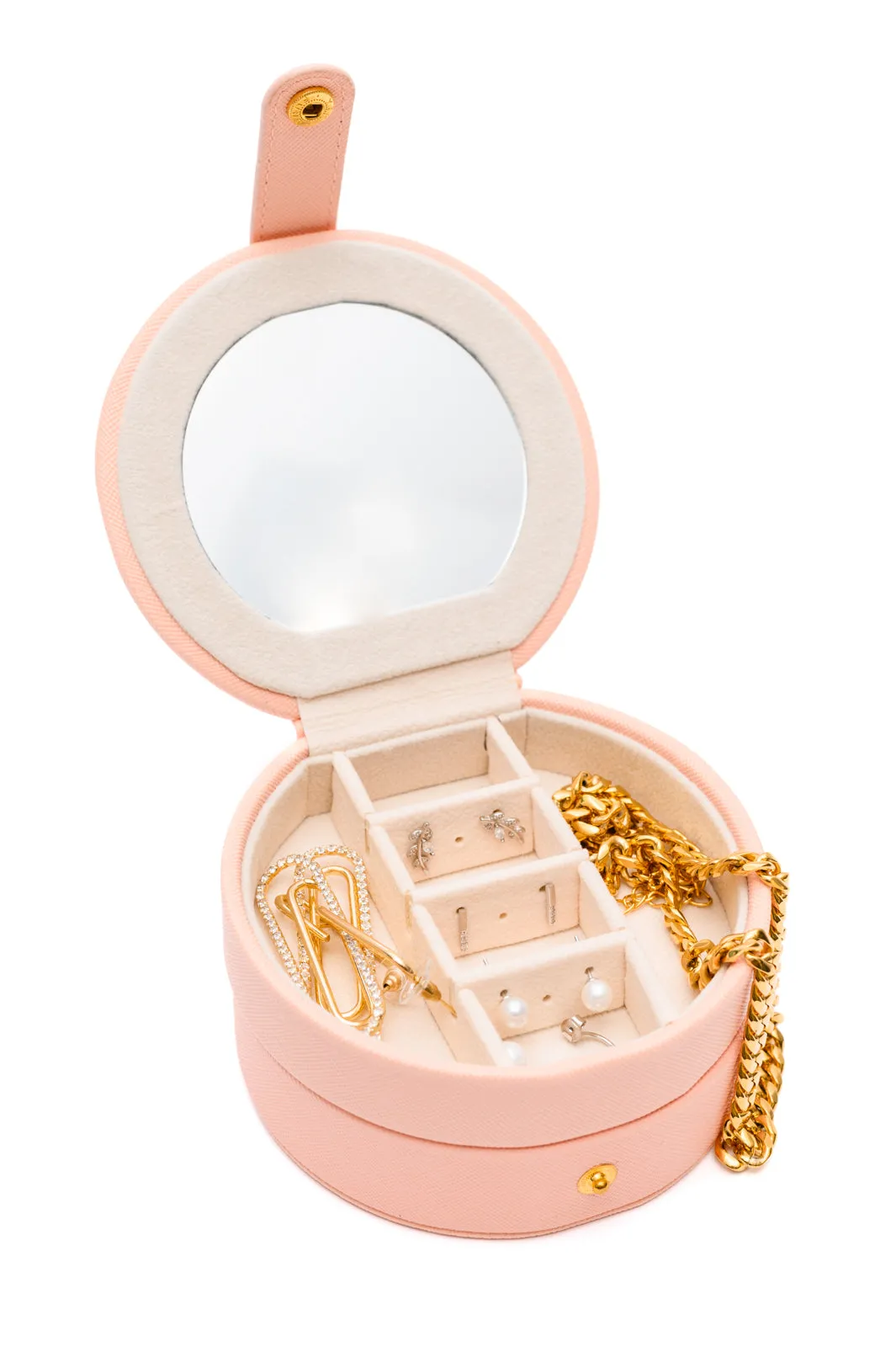 Circular Travel Jewelry Case in Pink - 11/22