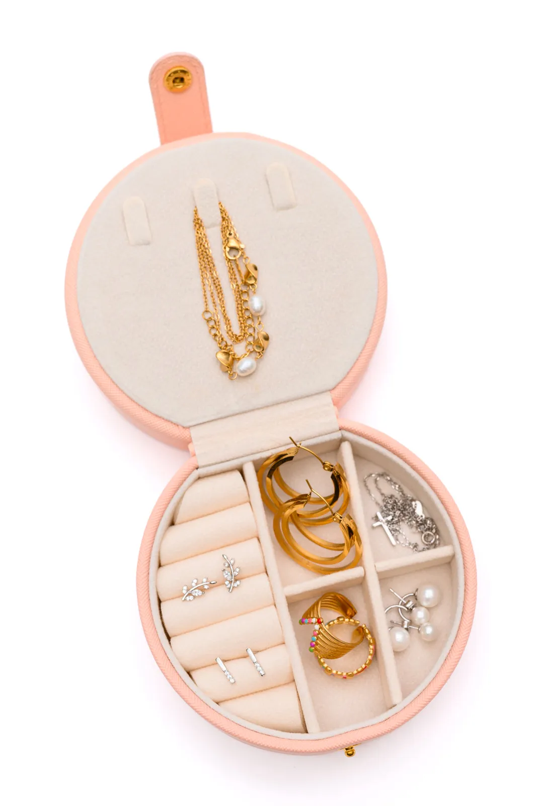 Circular Travel Jewelry Case in Pink - 11/22