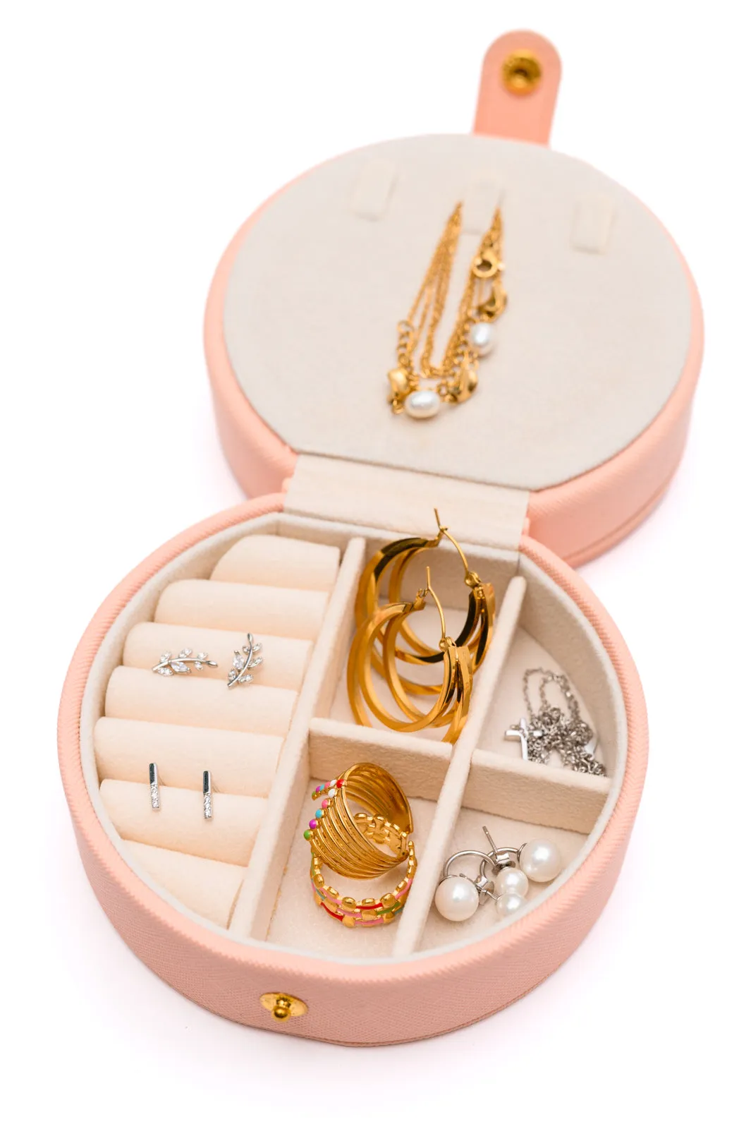 Circular Travel Jewelry Case in Pink - 11/22