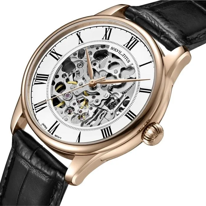 Classic 3 Hands Mechanical Leather Men Watch W06-03234-003