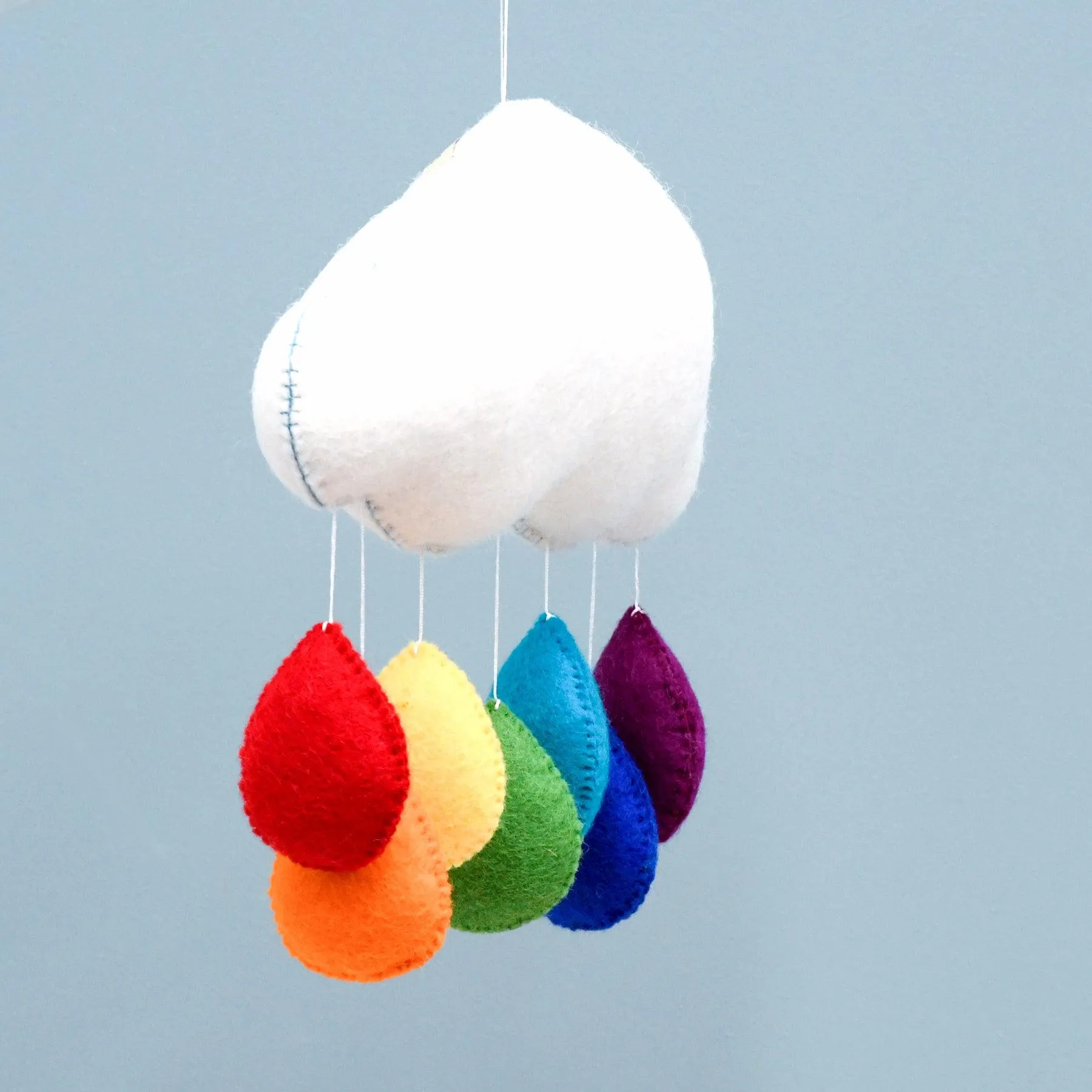 Cloud Nursery Mobile - Bright Rainbow Raindrops