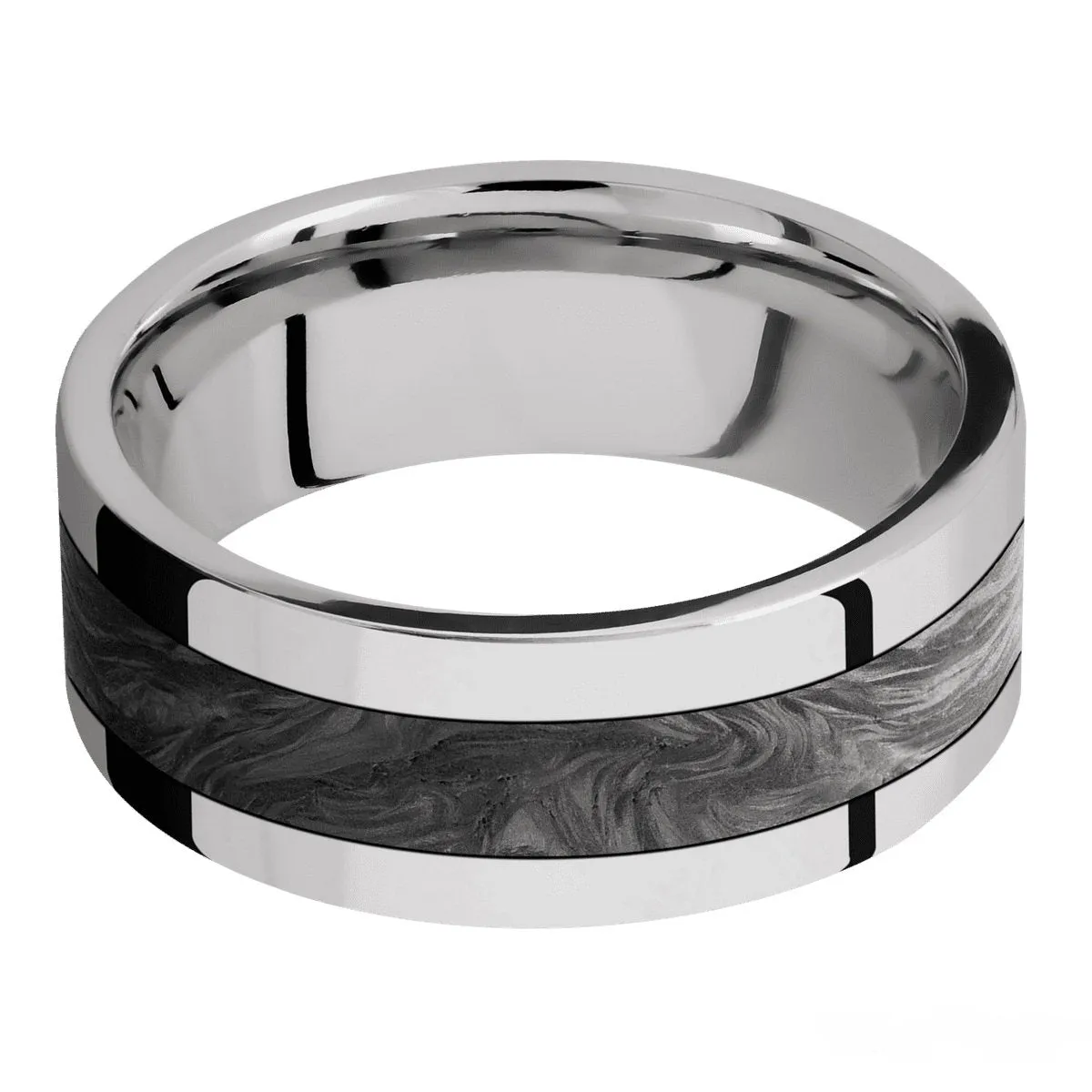 Cobalt Chrome High Polished Wedding Ring with Forged Carbon Fiber Inlay