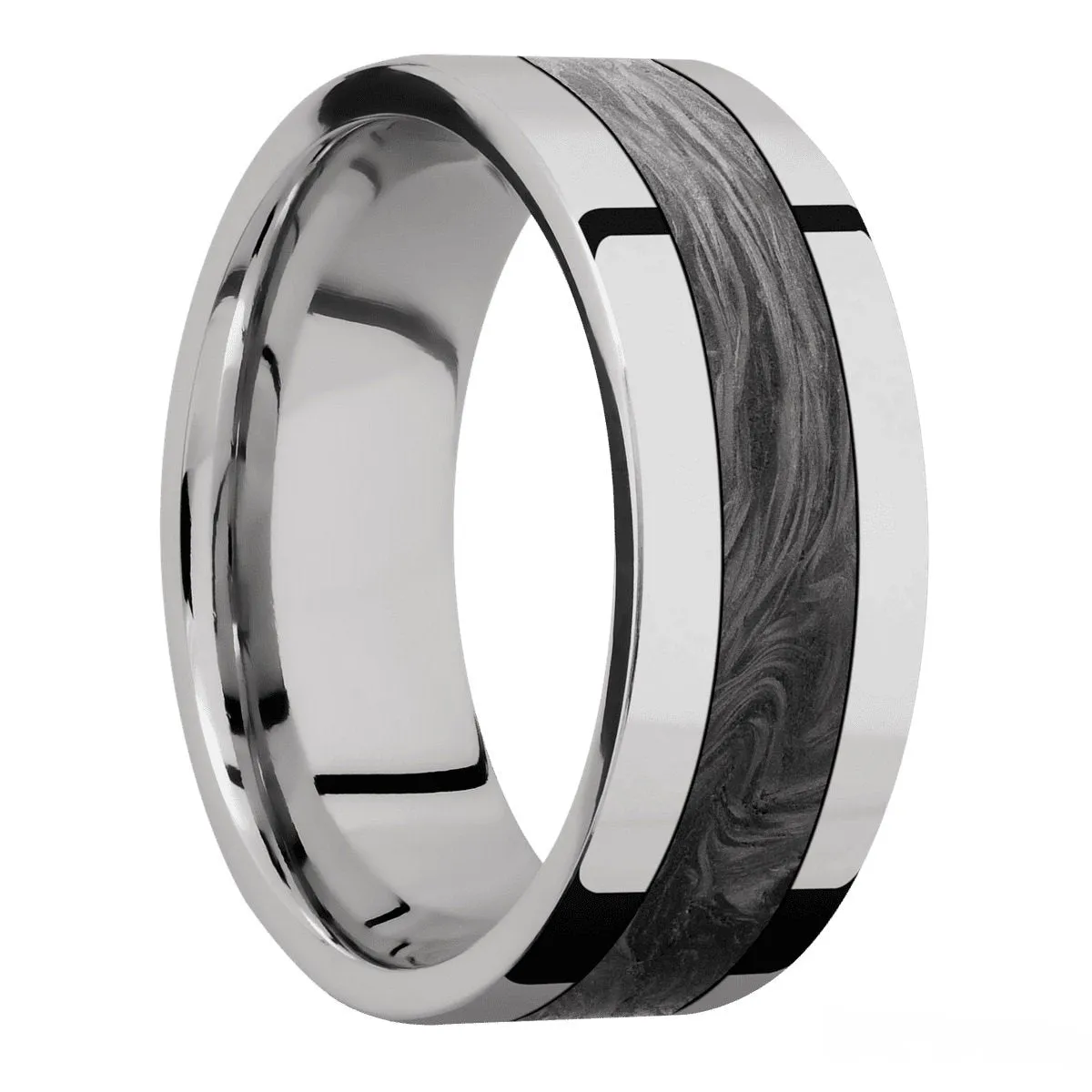 Cobalt Chrome High Polished Wedding Ring with Forged Carbon Fiber Inlay