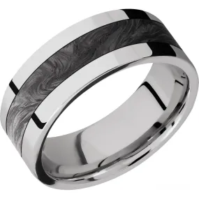 Cobalt Chrome High Polished Wedding Ring with Forged Carbon Fiber Inlay