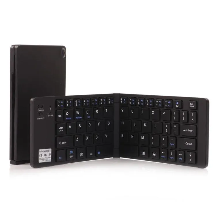 Compact Foldable Bluetooth Keyboard with Integrated Stand for Android, iOS, and Windows