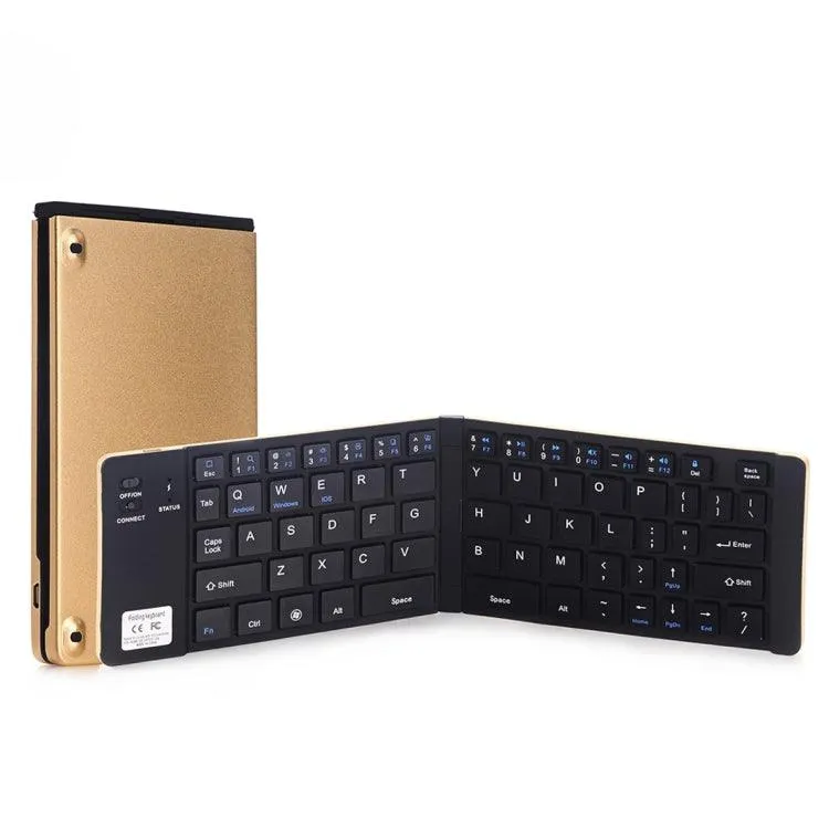 Compact Foldable Bluetooth Keyboard with Integrated Stand for Android, iOS, and Windows