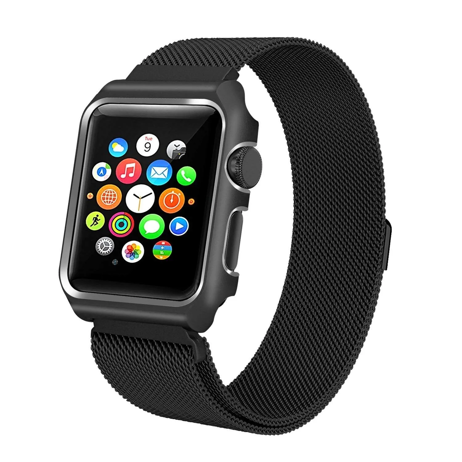 Compatible for Apple Watch Band with Case 42mm, Stainless Steel Mesh Milanese Loop with Adjustable Magnetic Closure Replacement Wristband iWatch Band for Apple Watch Series 3 2 1 - Black